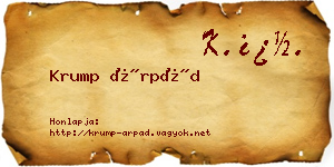Krump Árpád névjegykártya